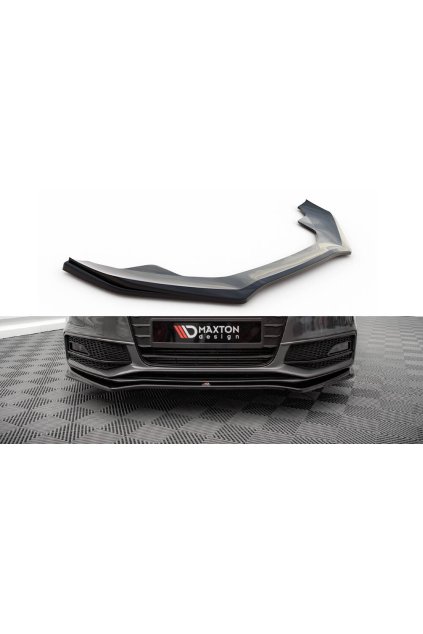 Maxton Design spoiler pod přední nárazník ver.4 pro Audi A4 B8 FL, černý lesklý plast ABS, Sedan/Avant S-Line