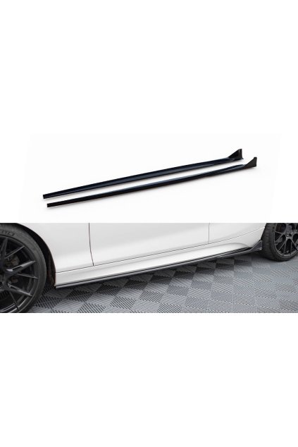 Maxton Design difuzory pod boční prahy v.3 csl look pro BMW řada 1 F20 Facelift, černý lesklý plast ABS, M-Pack/M140i