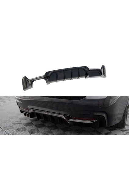 Maxton Design vložka zadního nárazníku pro BMW řada 4 F32, černý lesklý plast ABS, M-pack, s jednoduchou koncovkou vlevo