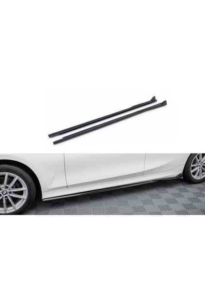 Maxton Design difuzory pod boční prahy pro BMW řada 3 G20 Facelift, G21 Facelift, černý lesklý plast ABS