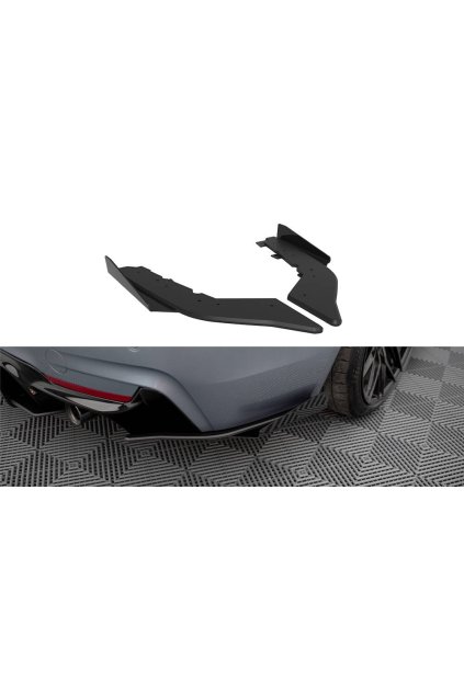 Maxton Design "Street Pro" boční difuzory pod zadní nárazník s křidélky pro BMW řada 4 F32, plast ABS bez povrchové úpravy, 435 coupe M-pack, s červenou linkou