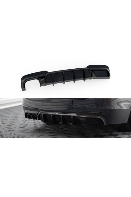 Maxton Design vložka zadního nárazníku ver.2 pro BMW řada 5 F10- F11, černý lesklý plast ABS, M-pack, s jednoduchou koncovkou vlevo