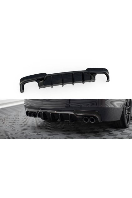 Maxton Design vložka zadního nárazníku ver.2 pro BMW řada 5 F10- F11, černý lesklý plast ABS, M-Pack, s dvojitou koncovkou na obou stranách
