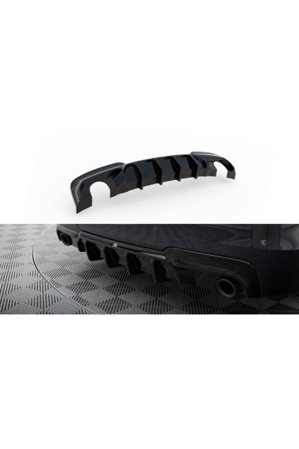 Maxton Design vložka zadního nárazníku ver.2 pro BMW řada 5 F10- F11, černý lesklý plast ABS, M-Pack, s jednoduchou koncovkou na obou stranách