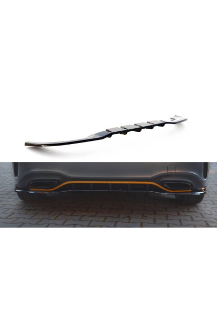 Maxton Design středový spoiler pod zadní nárazník s žebrováním pro Mercedes třída A W177 AMG-Line, černý lesklý plast ABS, Hatchback