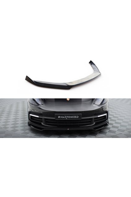 Maxton Design spoiler pod přední nárazník ver.2 pro Porsche Panamera 4S 971, 971 E-Hybrid, černý lesklý plast ABS