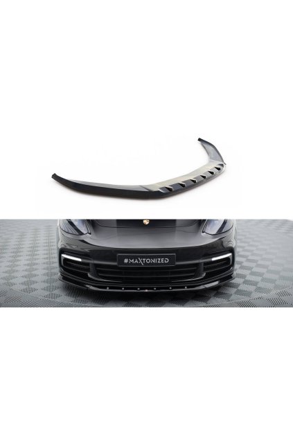 Maxton Design spoiler pod přední nárazník pro Porsche Panamera 4S 971, 971 E-Hybrid, černý lesklý plast ABS
