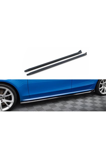 Maxton Design difuzory pod boční prahy ver.4 pro Audi A4 B8, B8 Competition Facelift, B8 FL, černý lesklý plast ABS, S-line Sedan/Avant