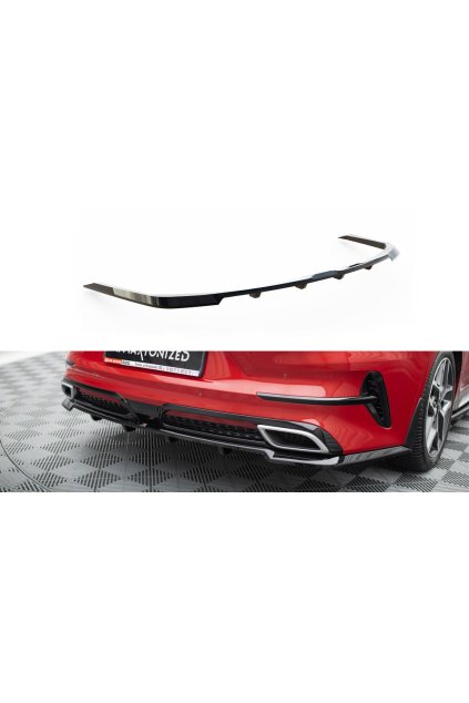 Maxton Design středový spoiler pod zadní nárazník s žebrováním pro Kia Proceed Mk1 GT, černý lesklý plast ABS