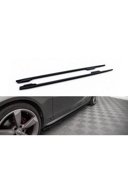Maxton Design difuzory pod boční prahy ver.2 pro Audi A4 B8, B8 Competition Facelift, B8 FL, černý lesklý plast ABS, S-line Sedan/Avant