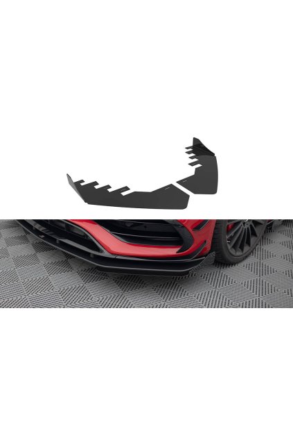 Maxton Design rohové spoilery pod přední nárazník pro Mercedes třída A W176 Facelift A45 AMG, plast ABS bez povrchové úpravy