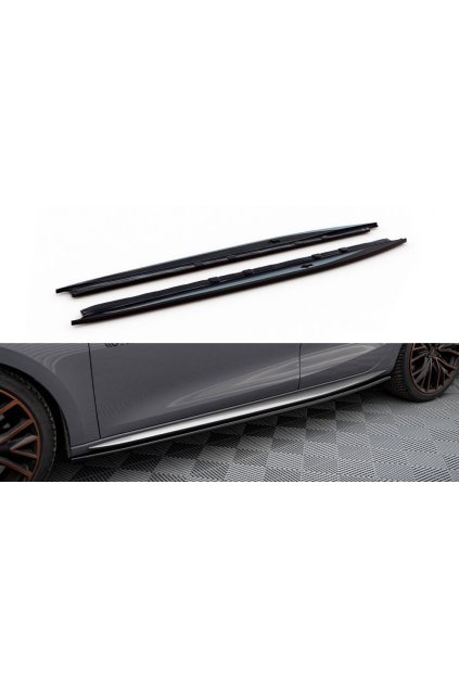 Maxton Design difuzory pod boční prahy pro Cupra Leon, černý lesklý plast ABS, Hatchback Aero/ST Aero