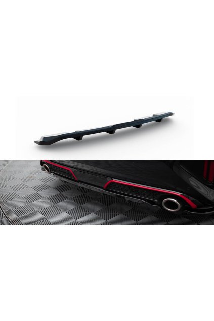 Maxton Design středový spoiler pod zadní nárazník s žebrováním pro Kia Cee'd Mk 3/ProCeed GT, černý lesklý plast ABS