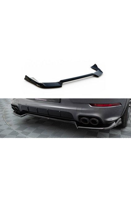 Maxton Design středový spoiler zadního nárazníku pro Porsche Cayenne Mk3 Facelift, černý lesklý plast ABS