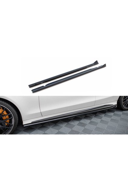 Maxton Design difuzory pod boční prahy ver.2 pro Mercedes třída C S205/C63 AMG, W205/C63 AMG, černý lesklý plast ABS, Sedan/Estate