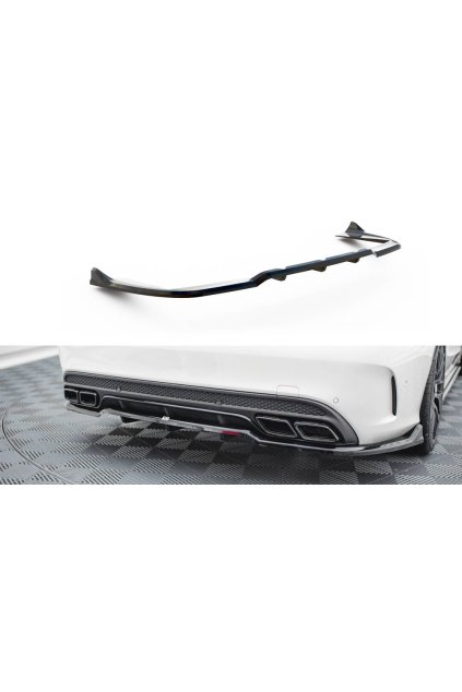 Maxton Design středový spoiler pod zadní nárazník s žebrováním pro Mercedes třída C S205/C63 AMG, W205/C63 AMG, černý lesklý plast ABS, Sedan/Estate