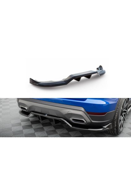 Maxton Design středový spoiler pod zadní nárazník s žebrováním pro Seat Arona Mk1 Facelift /FR, černý lesklý plast ABS