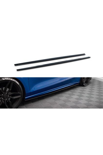 Maxton Design difuzory pod boční prahy ver.2 pro Ford Focus ST Mk4, Mk4 Facelift, černý lesklý plast ABS, Hatchback / Estate