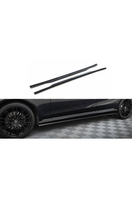 Maxton Design difuzory pod boční prahy pro Mercedes třída E W212 Facelift/Standard, černý lesklý plast ABS