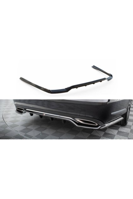 Maxton Design středový spoiler pod zadní nárazník s žebrováním pro Mercedes třída E W212 Facelift/Standard, černý lesklý plast ABS