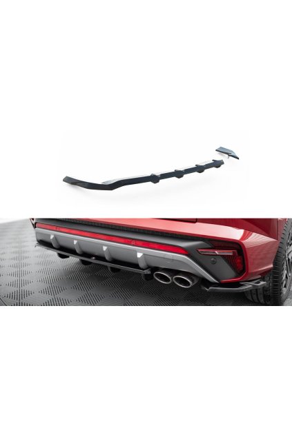 Maxton Design středový spoiler pod zadní nárazník s žebrováním pro Hyundai Tucson Mk4, černý lesklý plast ABS, N-Line