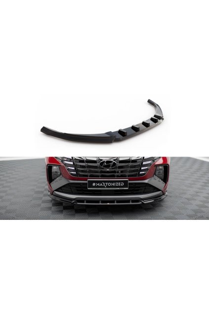 Maxton Design spoiler pod přední nárazník ver.2 pro Hyundai Tucson Mk4, černý lesklý plast ABS, N-Line