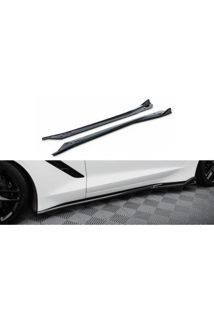Maxton Design difuzory pod boční prahy ver.2 pro Chevrolet Corvette C7, černý lesklý plast ABS