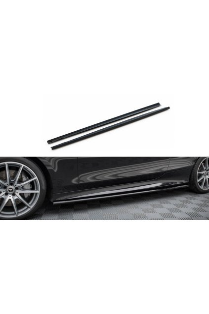 Maxton Design difuzory pod boční prahy pro Mercedes třída S W222/Coupe (C217)/AMG-Line Facelift, černý lesklý plast ABS