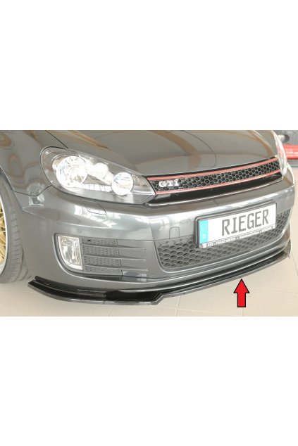 Rieger lipa pod přední nárazník pouze pro GTI / GTD pro Volkswagen Golf 6 GTI kabriolet, plast ABS lakovaný do černé lesklé barvy