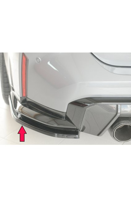 Rieger spoiler pod zadní nárazník na levé straně pro BMW Řada 3 G80 M3 CS G34MKS sedan r.v. 01/23-, plast ABS lakovaný do černé lesklé barvy
