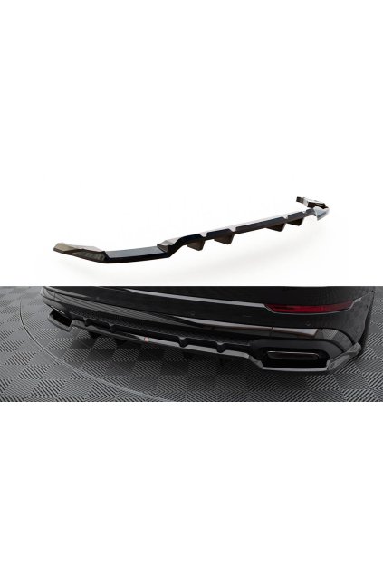 Maxton Design středový spoiler pod zadní nárazník s žebrováním pro Audi Q8 Mk 1 FL, černý lesklý plast ABS, S-Line