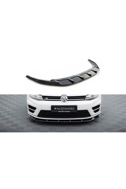 Maxton Design spoiler pod přední nárazník ver.6 pro Volkswagen Golf R Mk7, černý lesklý plast ABS