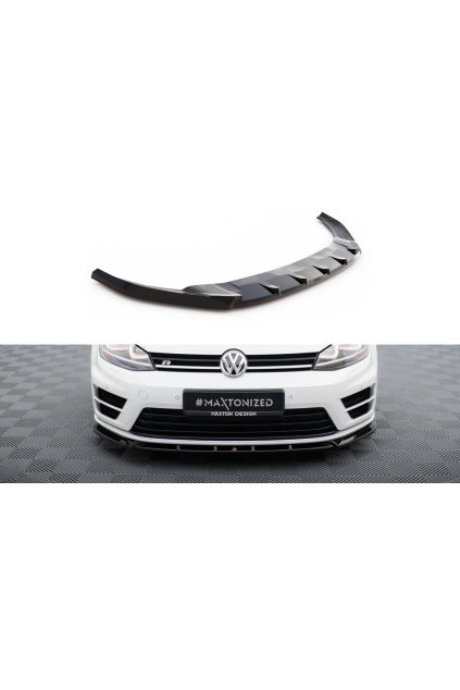 Maxton Design spoiler pod přední nárazník ver.5 pro Volkswagen Golf R Mk7, černý lesklý plast ABS
