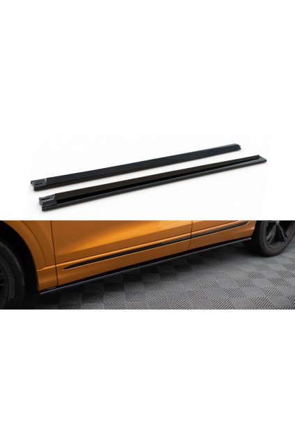 Maxton Design difuzory pod boční prahy pro Audi SQ8 Mk 1, Mk 1 FL, černý lesklý plast ABS