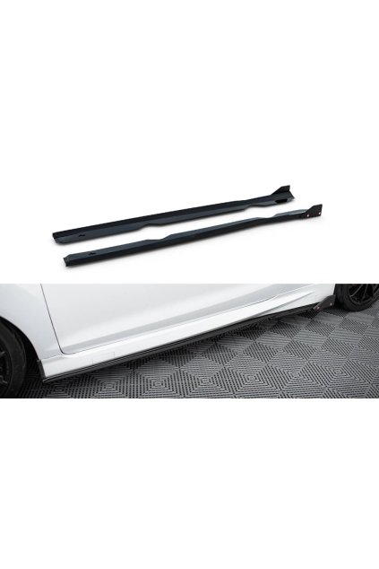 Maxton Design difuzory pod boční prahy s křidélky v.5 pro Ford Fiesta ST Mk7, černý lesklý plast ABS, ST-Line