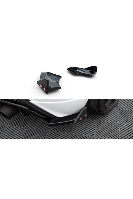 Maxton Design difuzory pod zadní nárazník s křidélky ver. 3 pro Ford Fiesta ST Mk7 Facelift, černý lesklý plast ABS