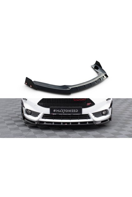 Maxton Design spoiler pod přední nárazník ver.6 s křidélky pro Ford Fiesta ST Mk7 Facelift, černý lesklý plast ABS
