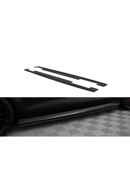 Maxton Design "Street Pro" difuzory pod boční prahy pro Audi A7 C7, plast ABS bez povrchové úpravy, S-Line, s červenou linkou