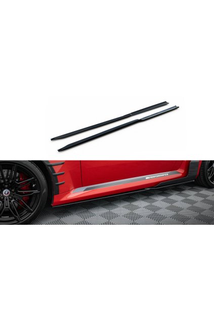 Maxton Design difuzory pod boční prahy pro BMW M2 G87, černý lesklý plast ABS, M-Performance