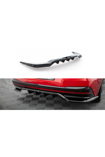Maxton Design spoiler pod zadní nárazník s žebrováním pro Škoda Enyaq iV RS Mk1, černý lesklý plast ABS