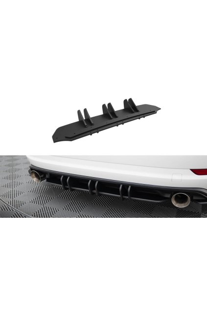 Maxton Design "Street Pro" difuzor zadního nárazníku pro Volkswagen Jetta Mk7 GLI, plast ABS bez povrchové úpravy, s červenou linkou