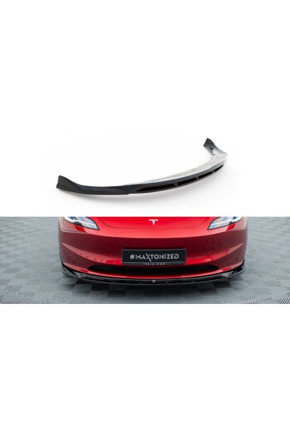 Maxton Design spoiler pod přední nárazník pro Tesla Model 3 Mk1 Project Highland Facelift, černý lesklý plast ABS