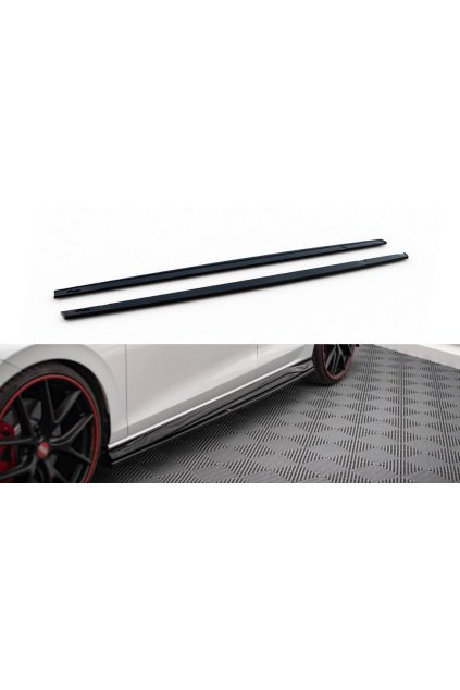 Maxton Design difuzory pod boční prahy ver.4 pro Volkswagen Golf GTI Mk8, černý lesklý plast ABS - výprodej