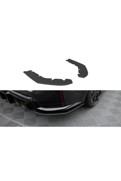 Maxton Design "Street Pro" boční difuzory pod zadní nárazník v.2 pro BMW M3 G80, plast ABS bez povrchové úpravy, s červenou linkou