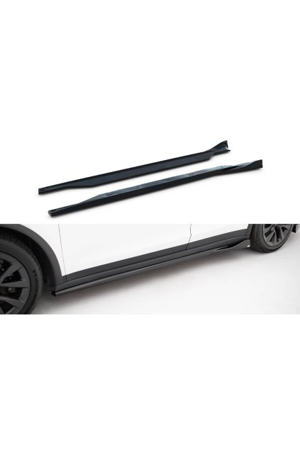 Maxton Design difuzory pod boční prahy ver.2 pro Tesla Model X Mk1 Facelift, černý lesklý plast ABS