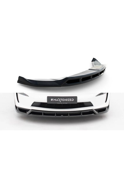 Maxton Design spoiler pod přední nárazník ver.3 pro Tesla Model X Mk1 Facelift, černý lesklý plast ABS