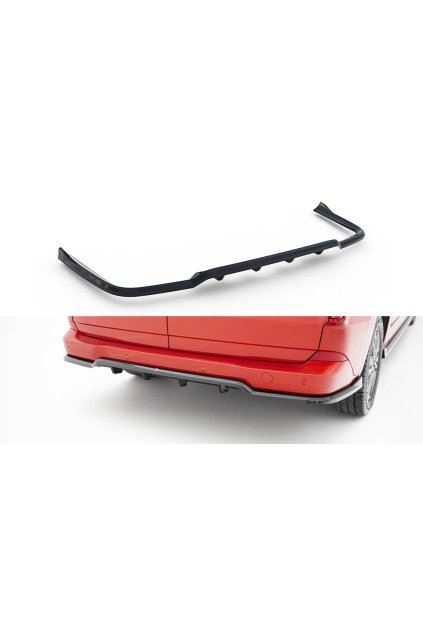 Maxton Design spoiler pod zadní nárazník s žebrováním pro Ford Transit Custom Mk2, černý lesklý plast ABS