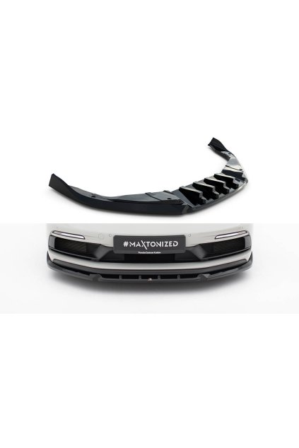 Maxton Design spoiler pod přední nárazník ver.2 pro Porsche Cayman 982c, černý lesklý plast ABS, 718 GTS
