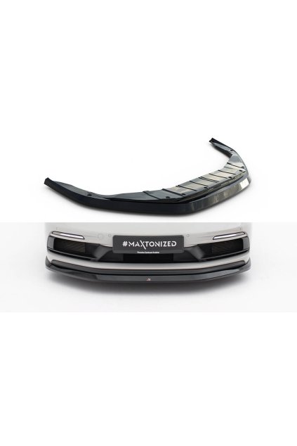 Maxton Design spoiler pod přední nárazník v.1 pro Porsche Cayman 982c, černý lesklý plast ABS, 718 GTS