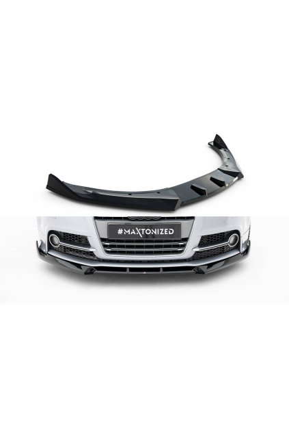 Maxton Design spoiler pod přední nárazník ver.3 pro Audi TT S Mk2 (8J), Mk2 (8J) Facelift, černý lesklý plast ABS